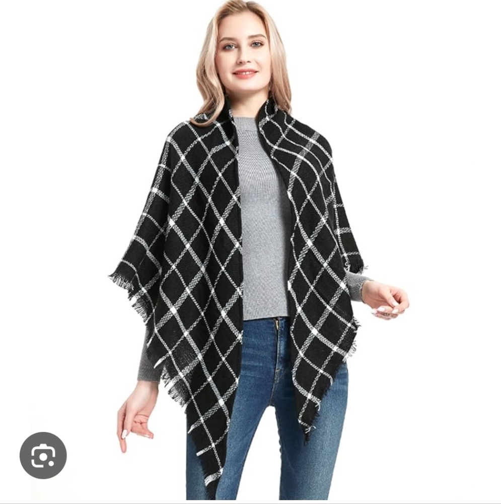 💟 GANYKQ Luxury Scarf Black and White Plaid